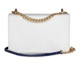 Bolsa C14 color blanco con aplicaciones de cocodrilo moreletii - Carbono 14